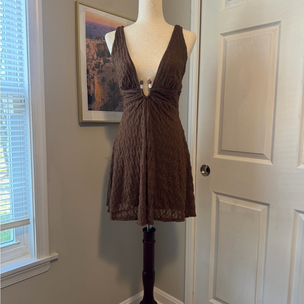 12th Tribe Mocha Stone Mini Dress